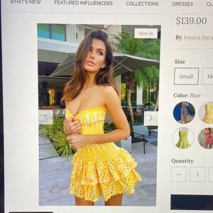Strapless Smocked Yellow Ruffle Mini Dress